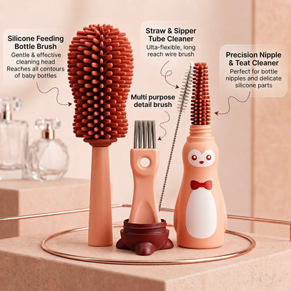 4-in-1 Silicone Feeding Bottle Brush Set