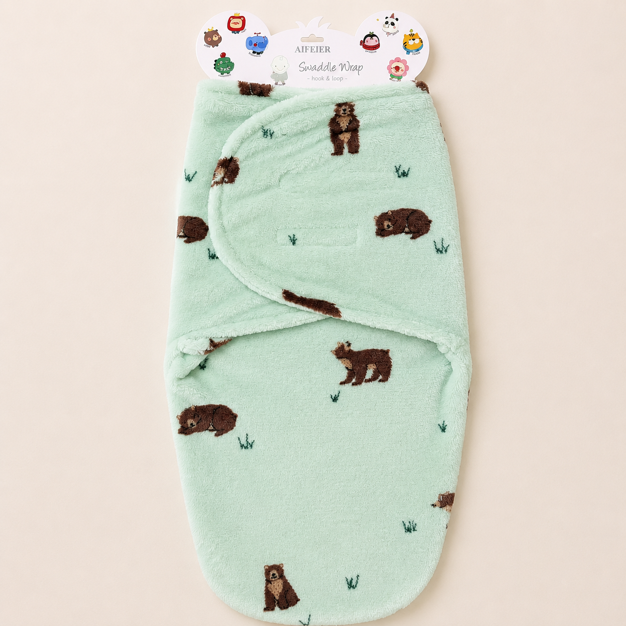 Woodland Bear Soft Fleece Baby Swaddle