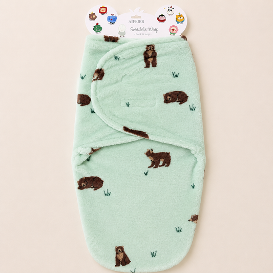 Woodland Bear Soft Fleece Baby Swaddle