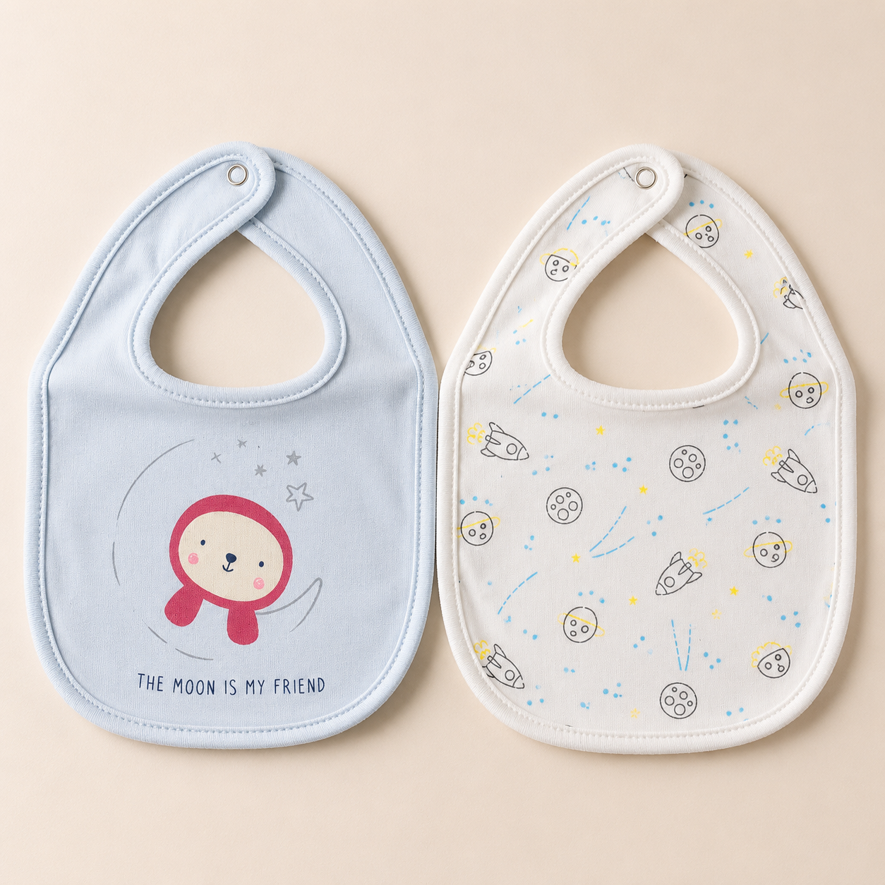 Moonlight Bear Bibs & Silicone Cutlery - 4 Piece Set